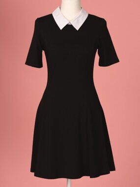 Aphratti Women's Short Sleeve Peter Pan Collar Cute Twee Retro Skater Dress XS